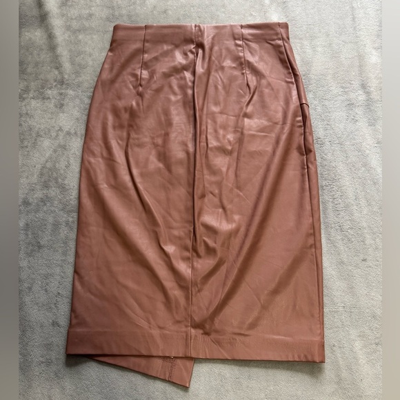 Dynamite Vegan Leather Mini Skirt, Brown, Size M - Picture 2 of 11